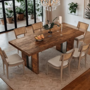 71" Rustic Farmhouse Dining Table for 6-8 People, Rectangular Thick Wood Kitchen Table with Heavy Duty Legs