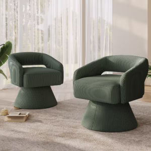 Linsy Home 360° Swivel Accent Chairs Set of 2, Modern Upholstered Barrel Chairs for Living Room