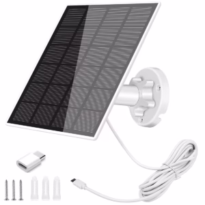 OKYMOTOR Solar Panel for Security Camera 5W USB Solar Panel Micro USB & USB-C Port